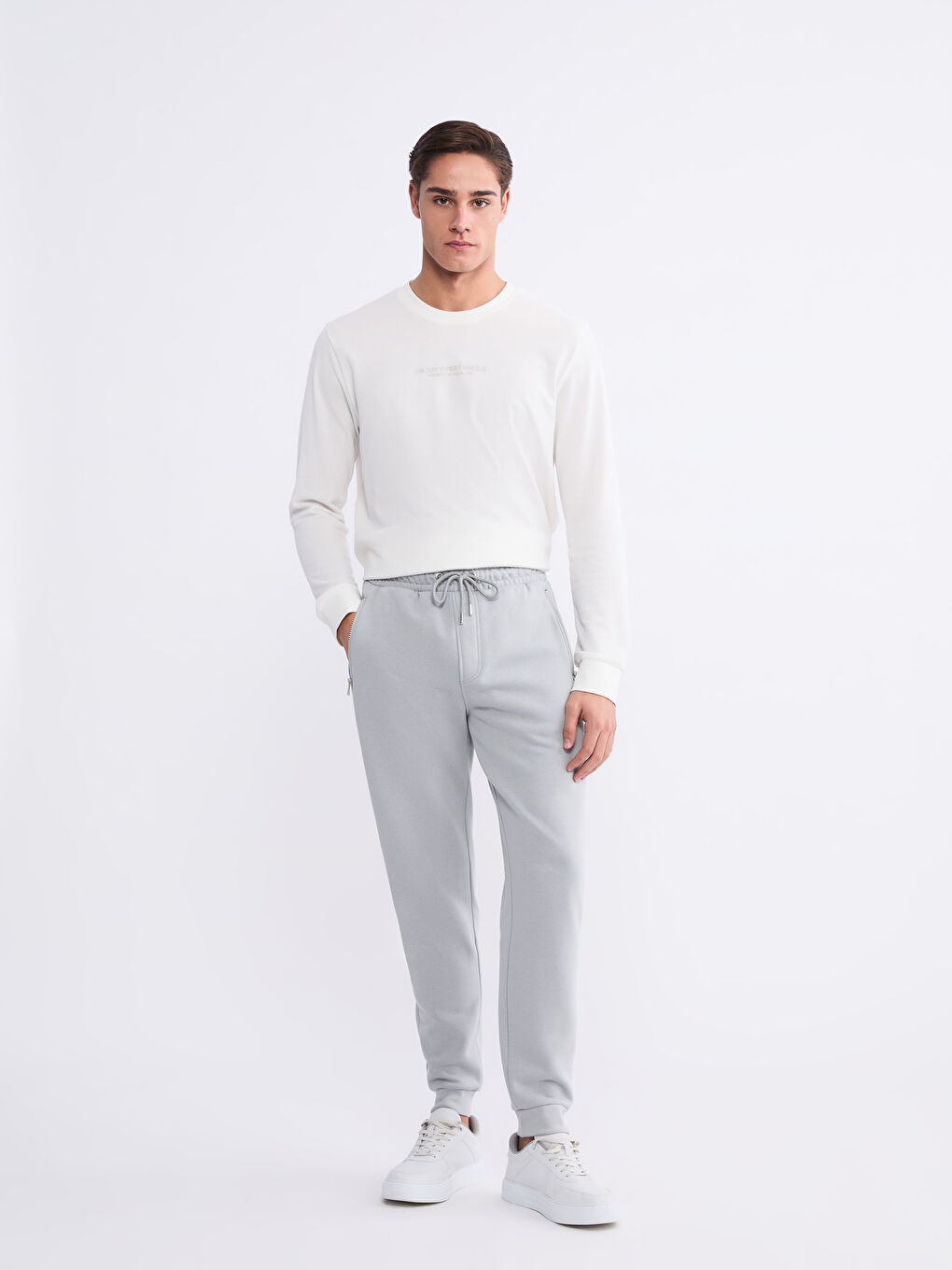 Gri Erkek Kalın Jogger Eşofman Altı