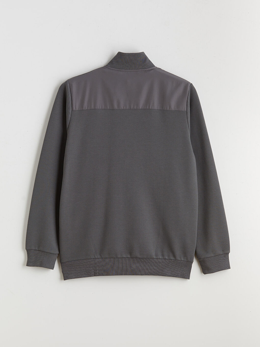 Antrasit Dik Yaka Uzun Kollu Erkek Fermuarlı Sweatshirt-9