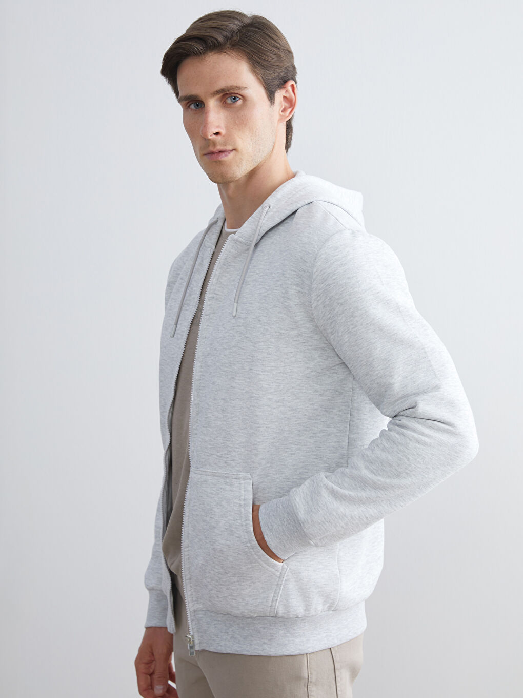 Hooded Long Sleeve Men's Zip-Up Sweatshirt-1