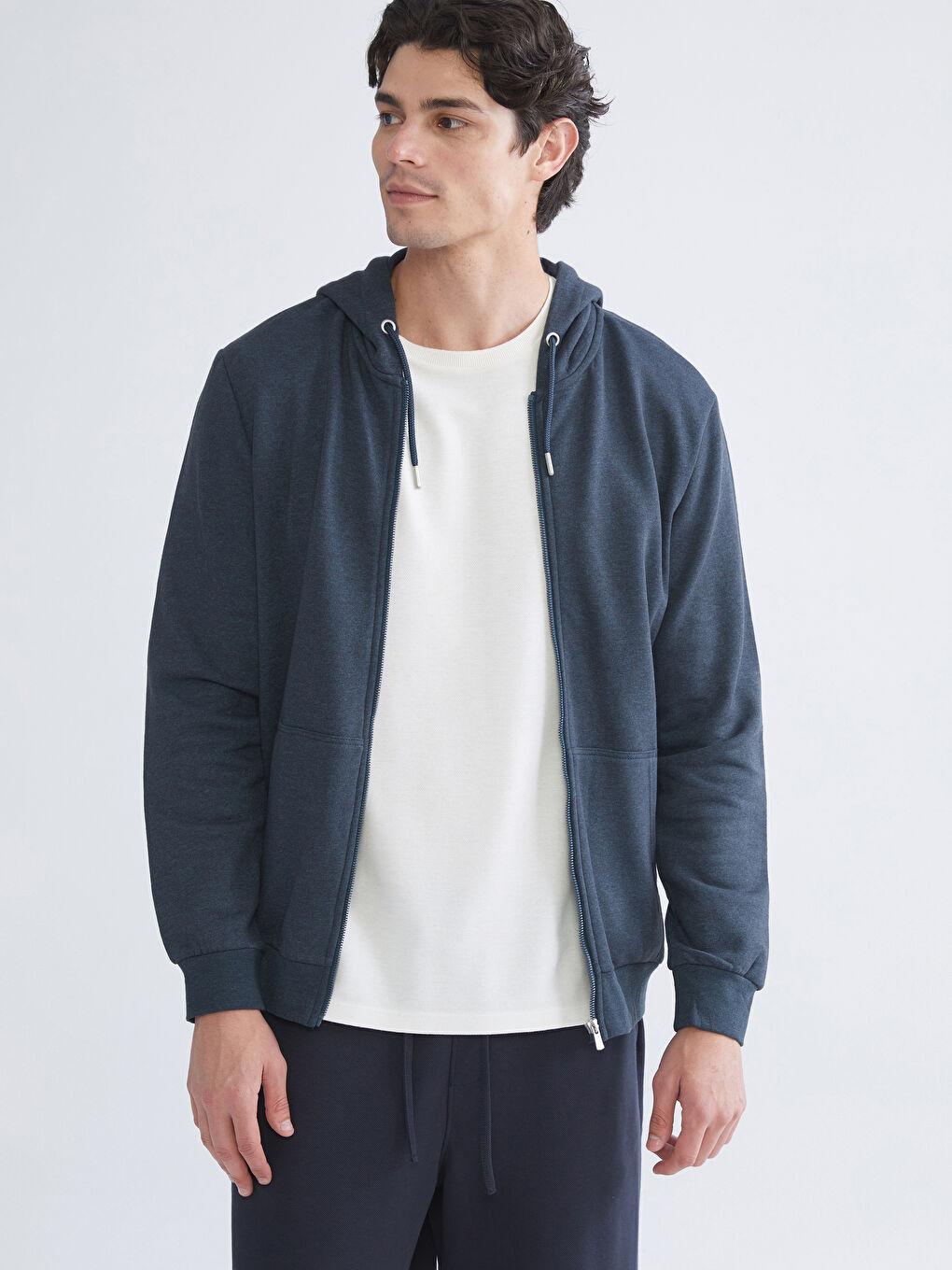 Hooded Long Sleeve Men's Zip-Up Sweatshirt