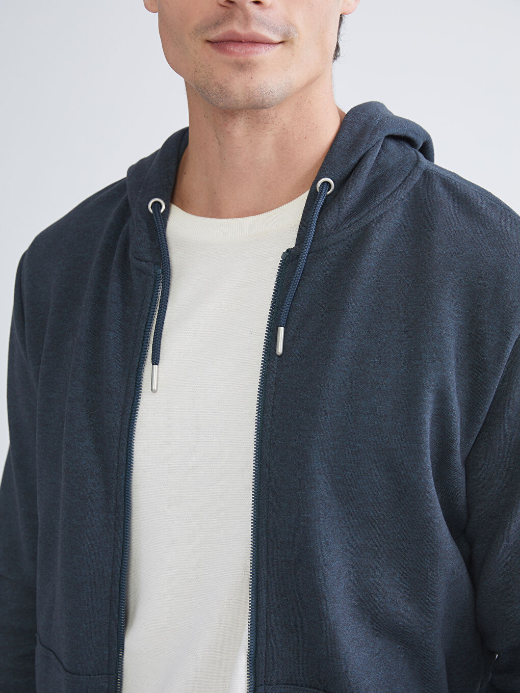 Hooded Long Sleeve Men's Zip-Up Sweatshirt-2