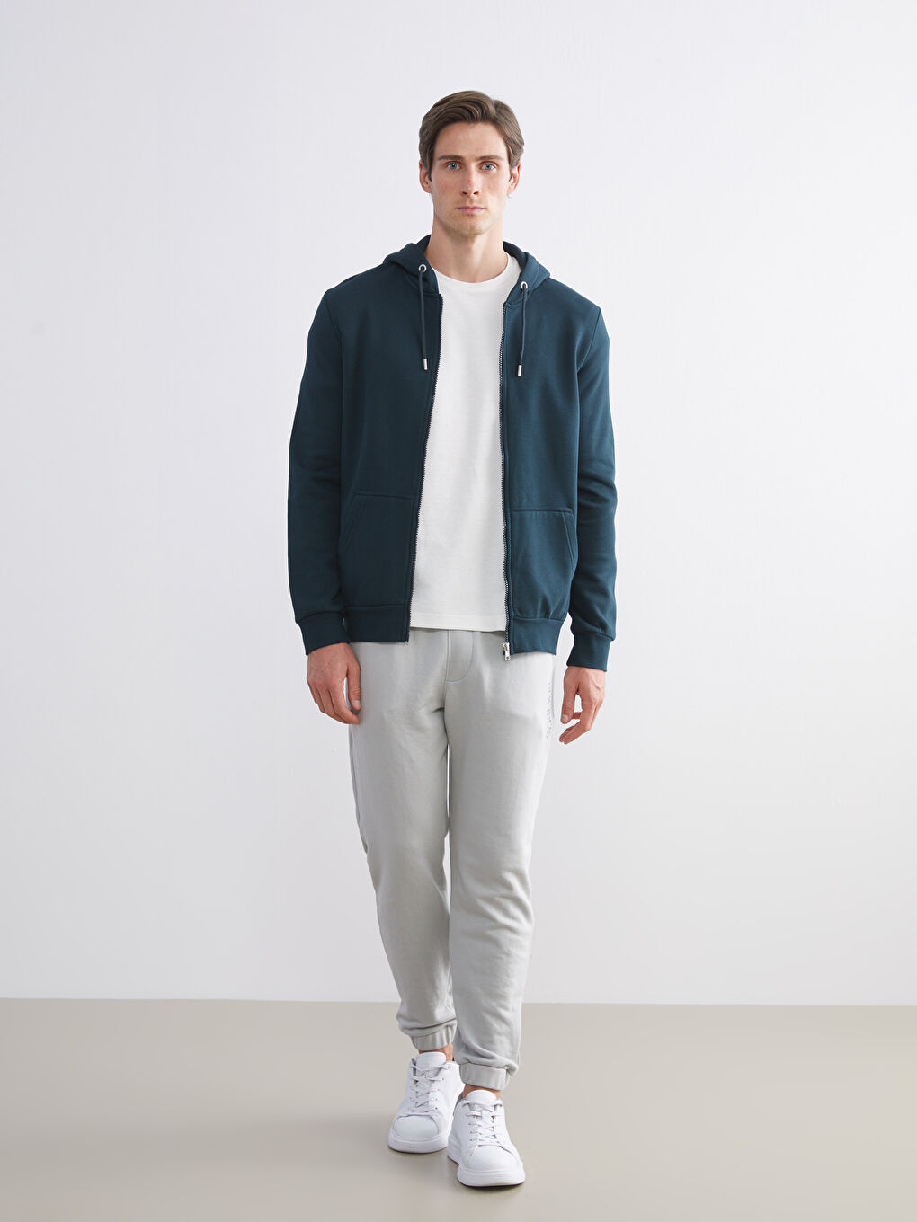 Hooded Long Sleeve Men's Zip-Up Sweatshirt-1