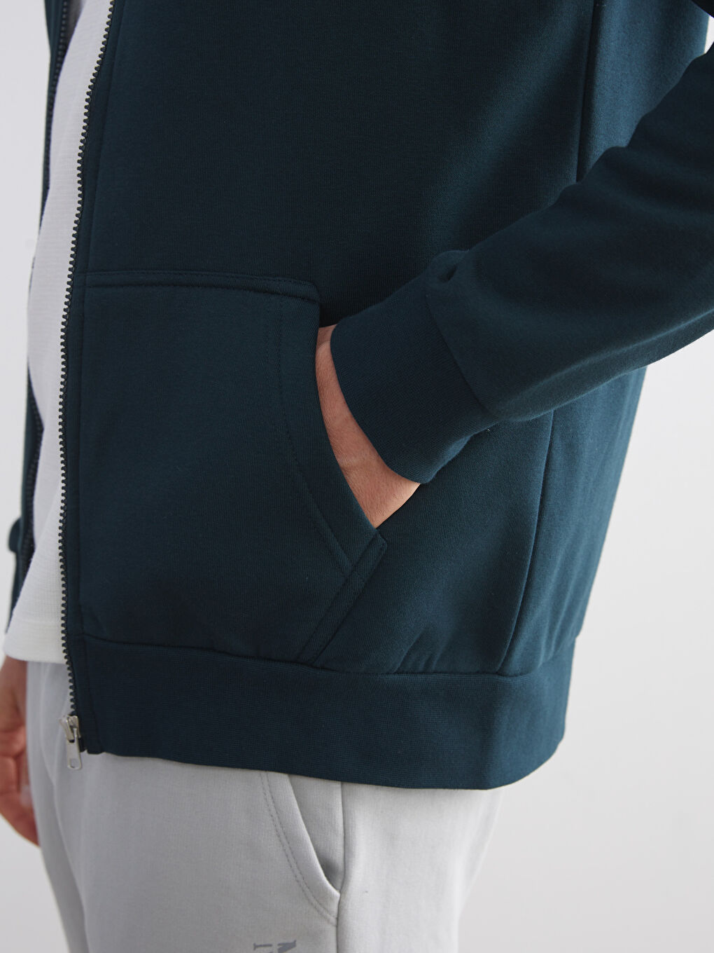 Hooded Long Sleeve Men's Zip-Up Sweatshirt-2