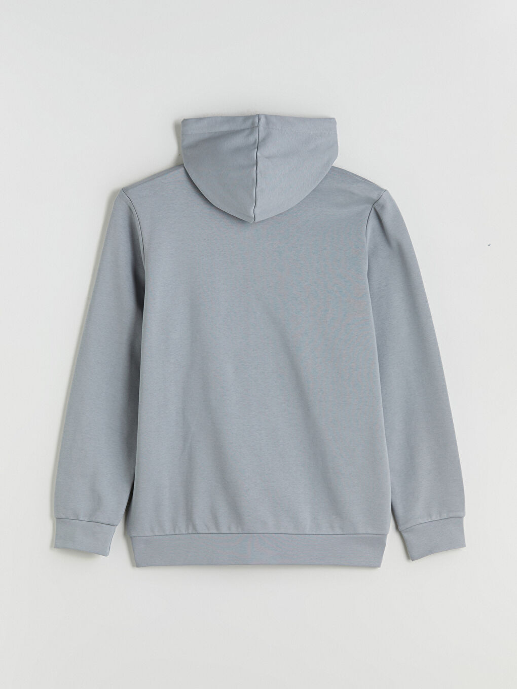 Gri Kapüşonlu Uzun Kollu Erkek Fermuarlı Sweatshirt-6