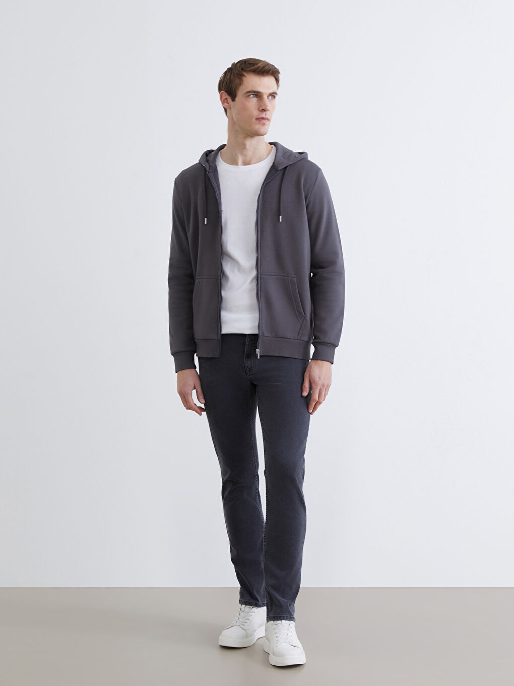 Muškarac SIVA Majica s patentnim zatvaračem-1