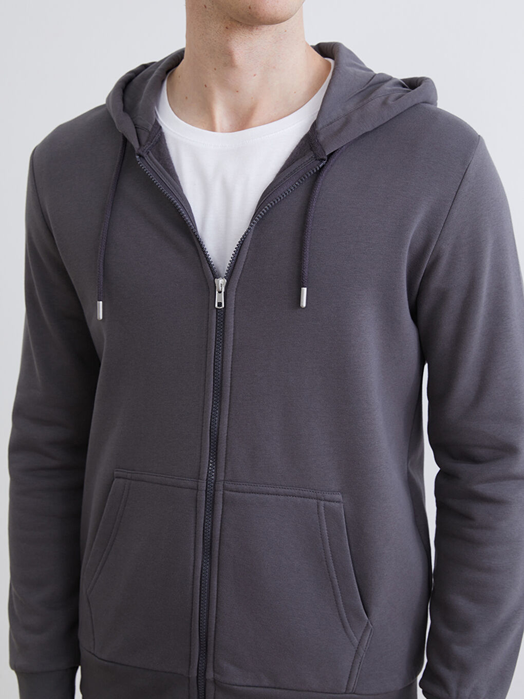 Muškarac SIVA Majica s patentnim zatvaračem-2