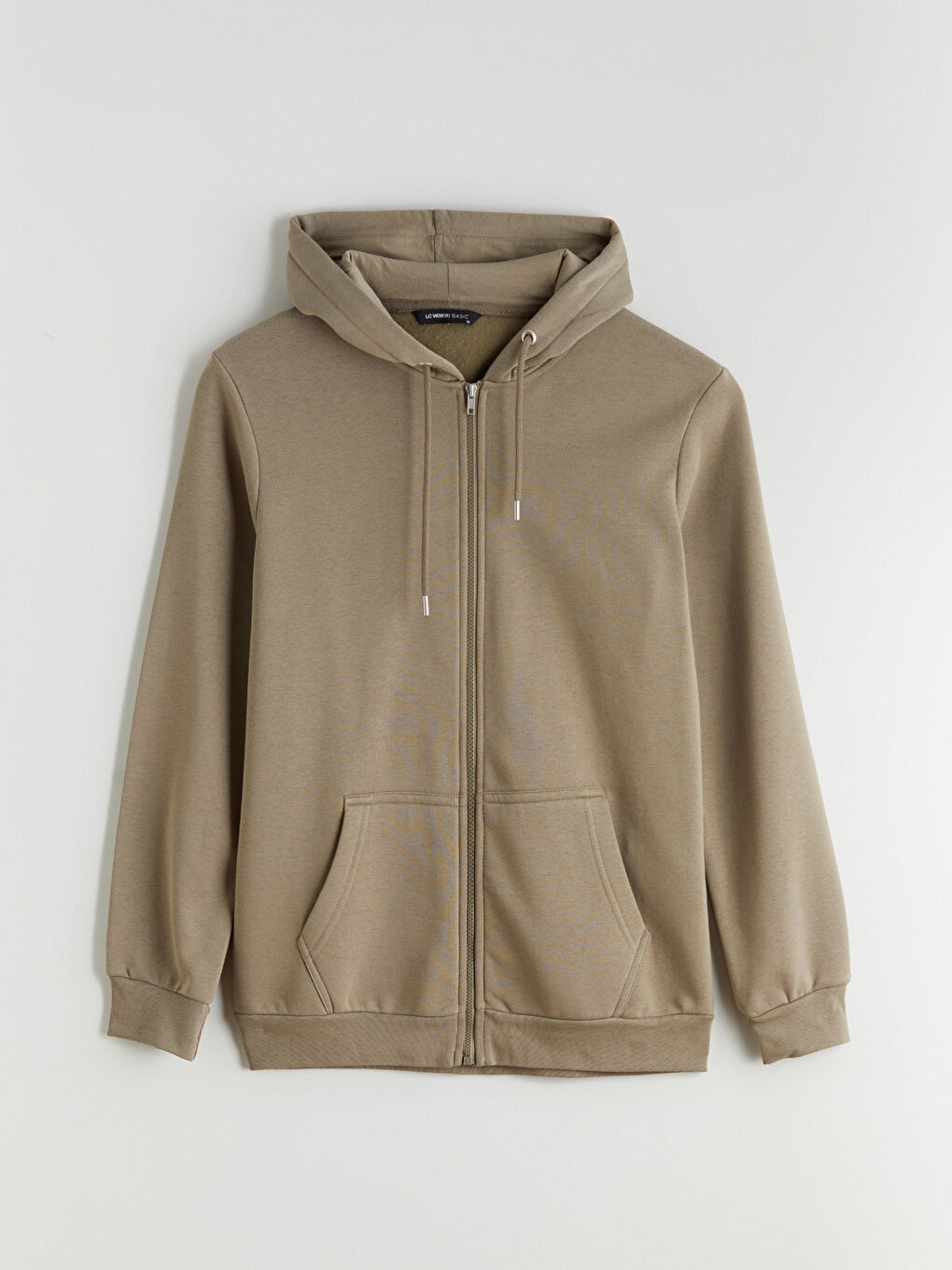 Kahverengi Kapüşonlu Uzun Kollu Erkek Fermuarlı Sweatshirt-4