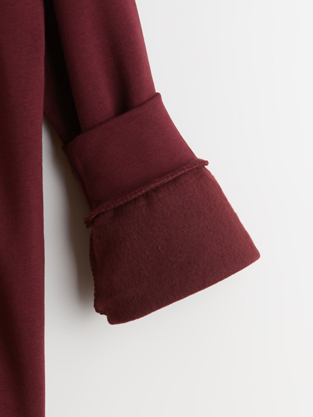 Bordo Kapüşonlu Uzun Kollu Erkek Fermuarlı Sweatshirt-5