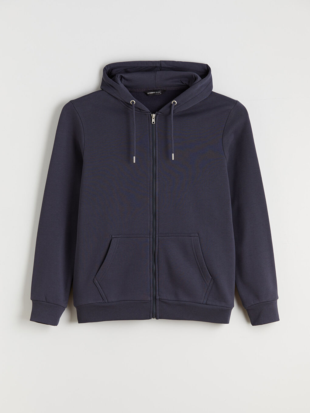 İndigo Kapüşonlu Uzun Kollu Erkek Fermuarlı Sweatshirt-4