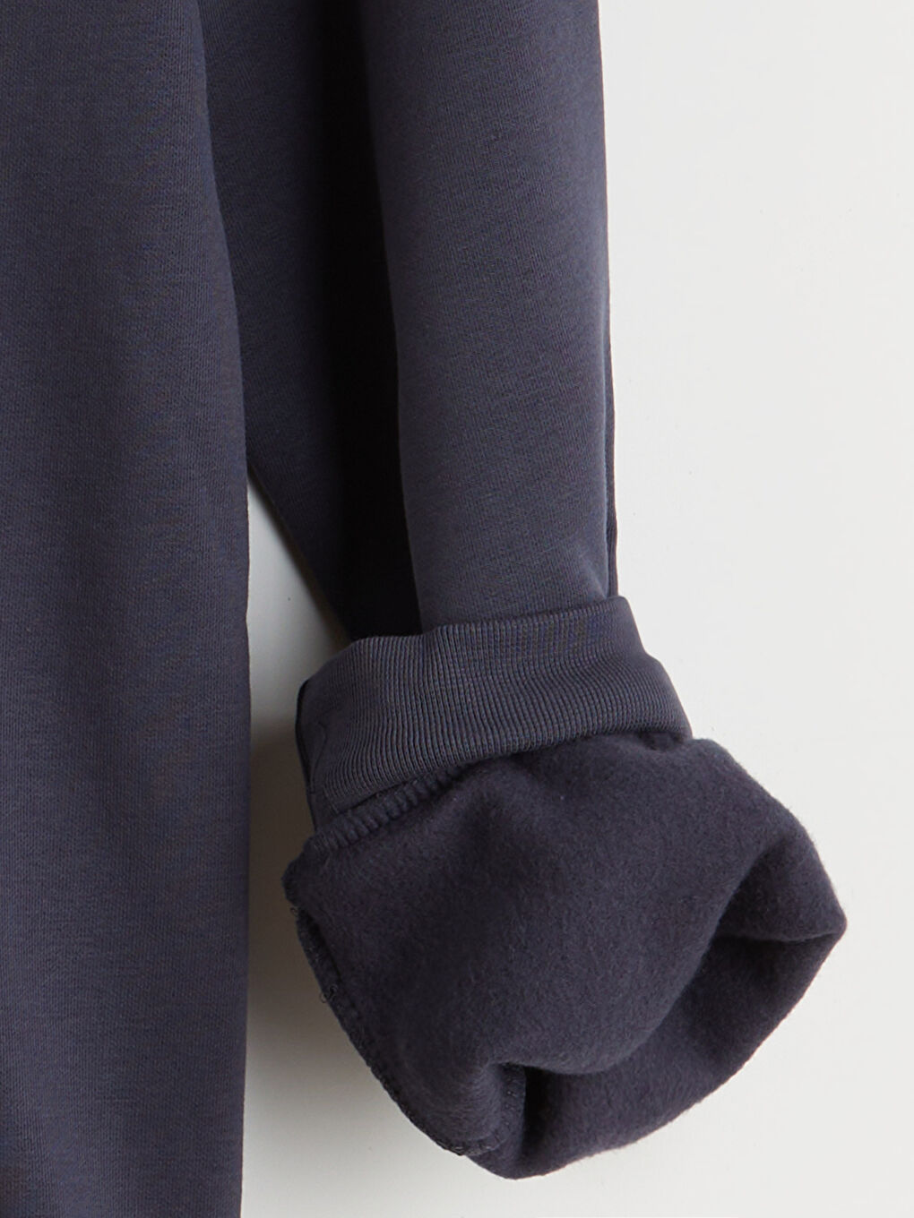 İndigo Kapüşonlu Uzun Kollu Erkek Fermuarlı Sweatshirt-5