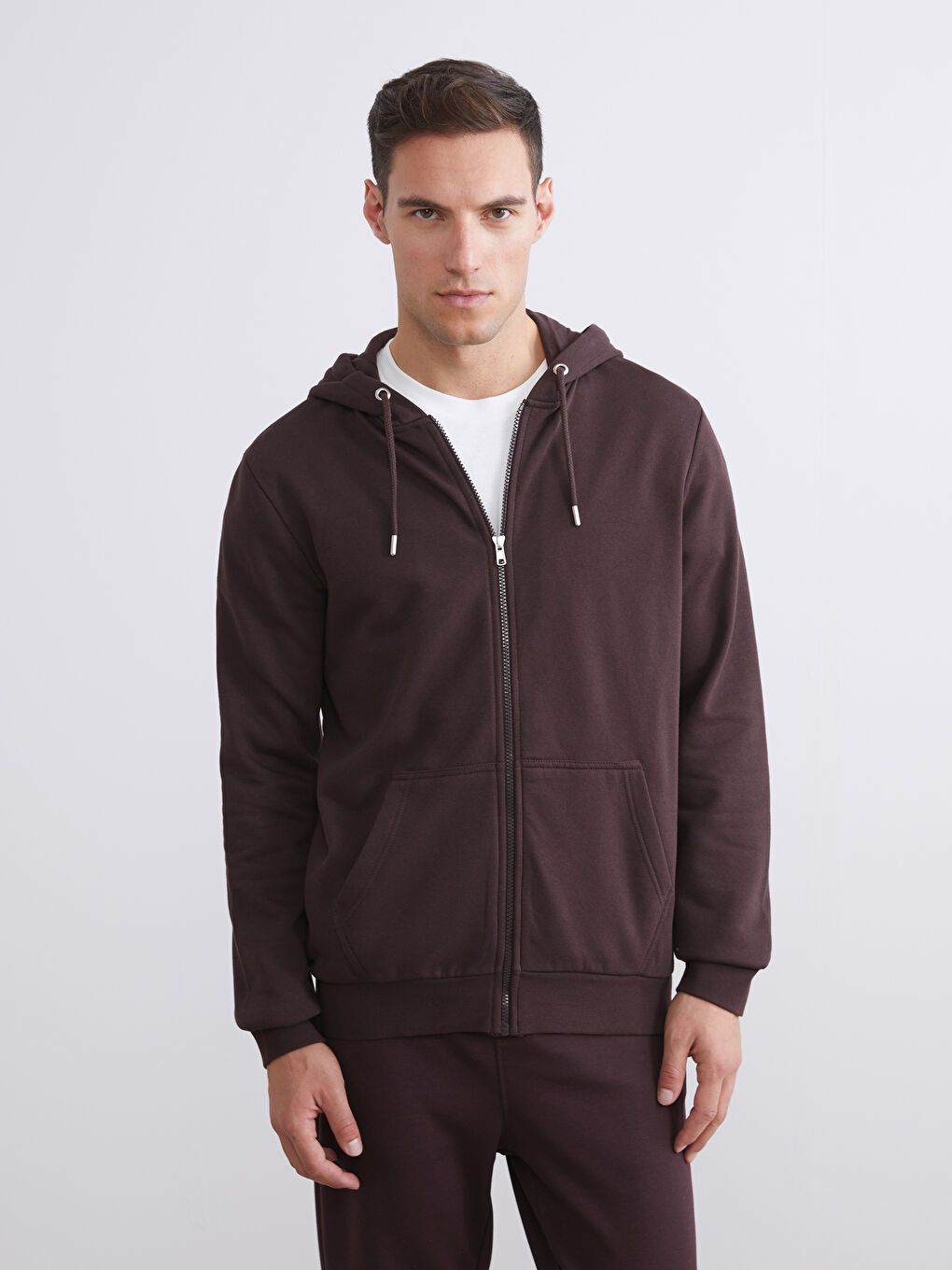 Hooded Long Sleeve Men's Zip-Up Sweatshirt-1
