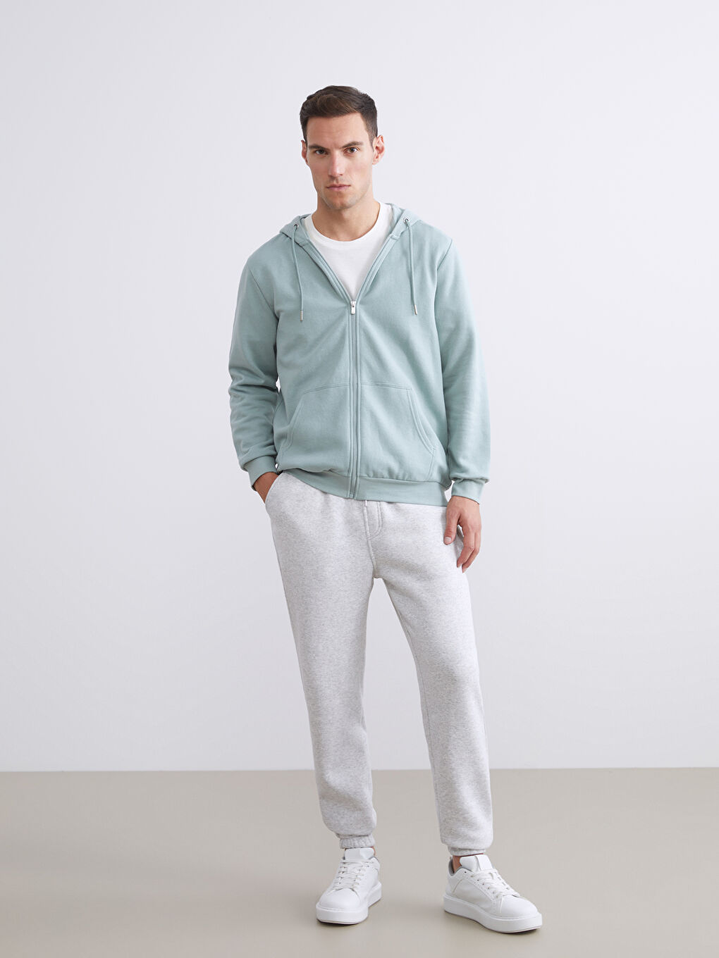 Hooded Long Sleeve Men's Zip-Up Sweatshirt-4