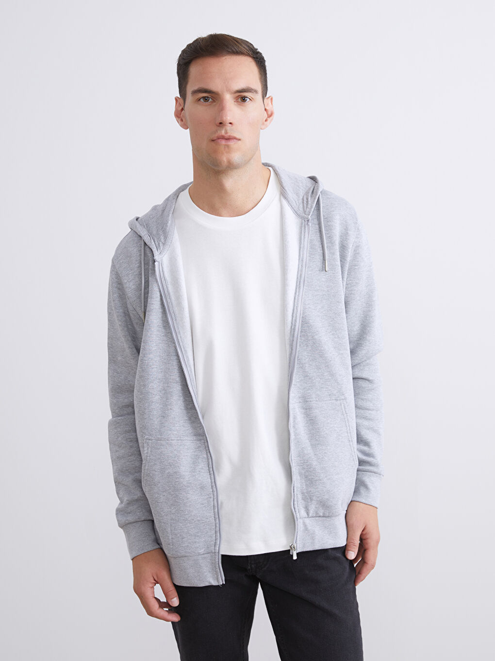 Hooded Long Sleeve Men's Zip-Up Sweatshirt-2