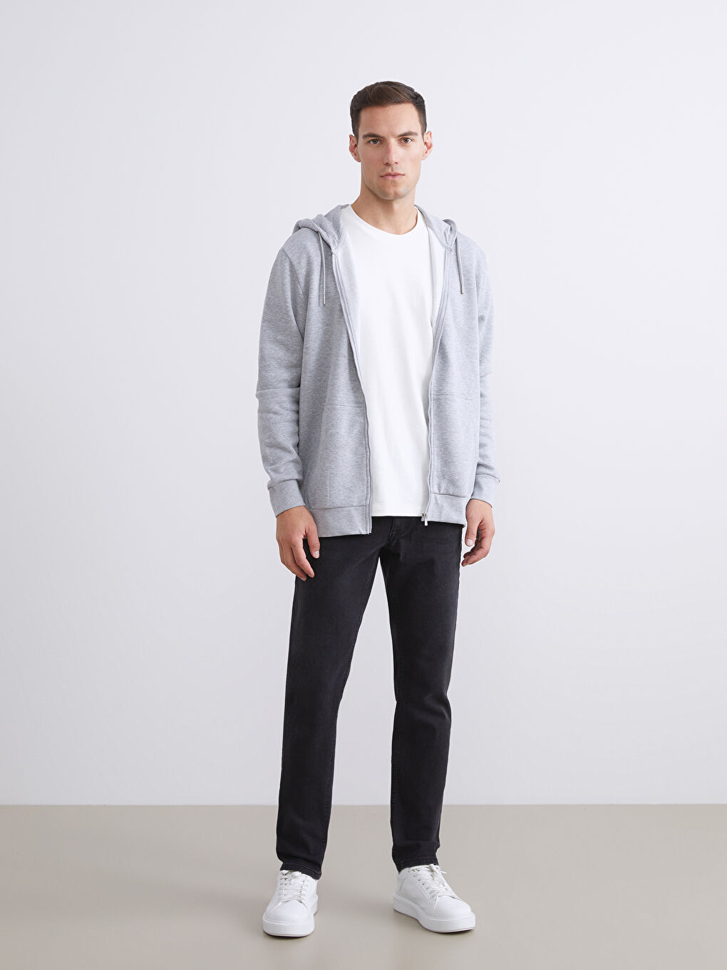 Hooded Long Sleeve Men's Zip-Up Sweatshirt-4