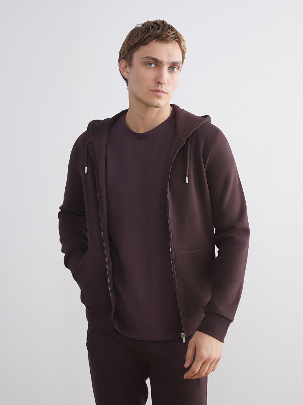 Hooded Long Sleeve Men's Zip-Up Sweatshirt