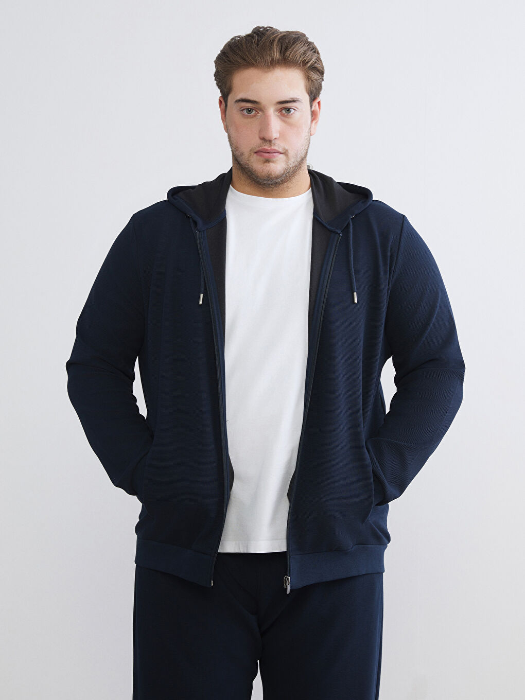 Hooded Long Sleeve Men's Zip-Up Sweatshirt-1