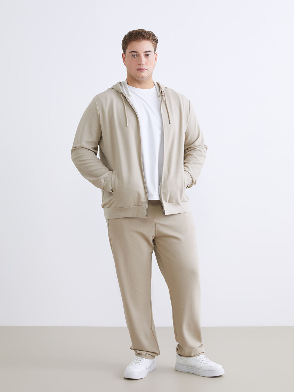 Мужская толстовка на молнии с капюшоном и длинным рукавом-5