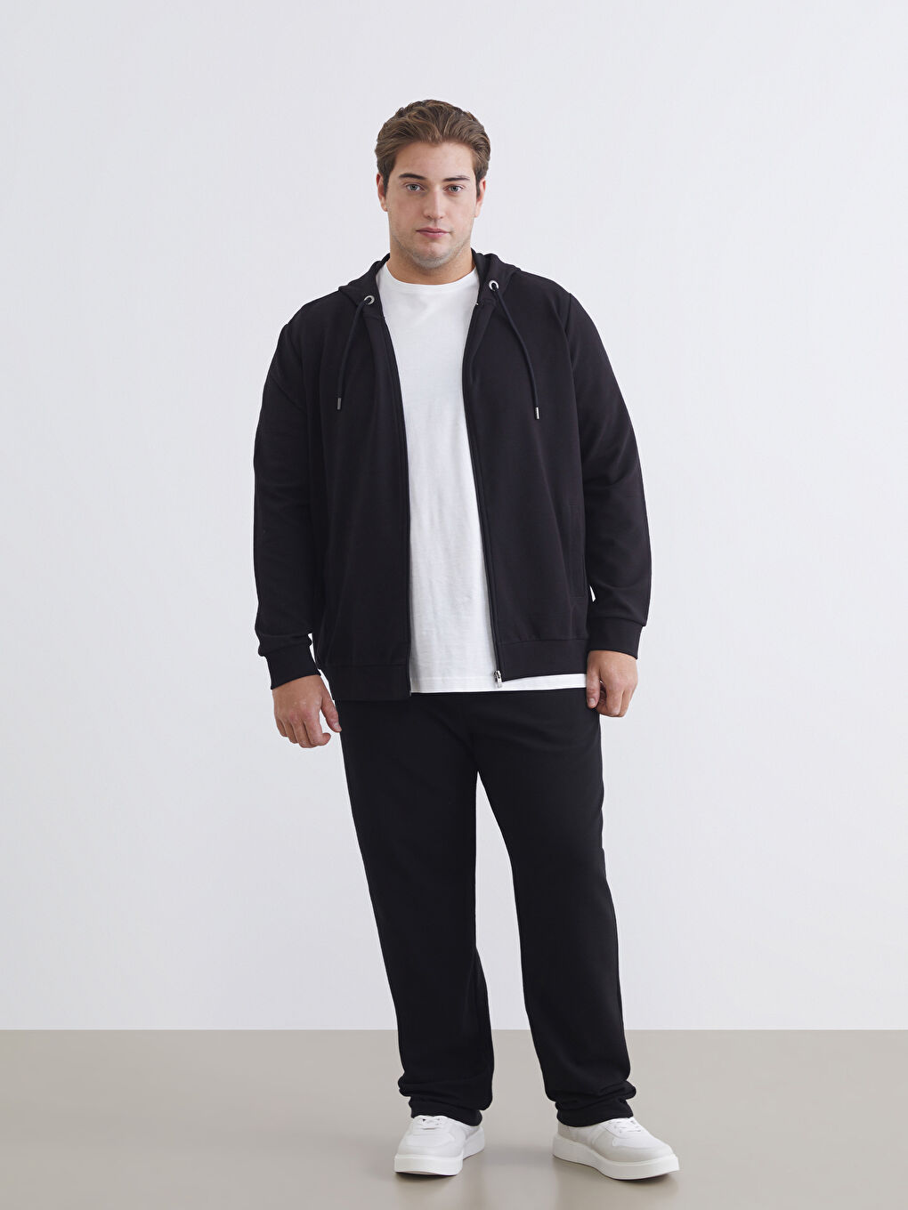 Мужская толстовка на молнии с капюшоном и длинным рукавом-6