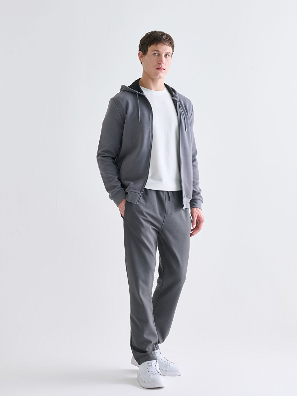Hooded Long Sleeve Men's Zip-Up Sweatshirt-2