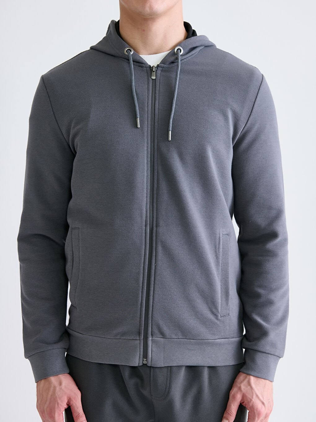 Hooded Long Sleeve Men's Zip-Up Sweatshirt-4