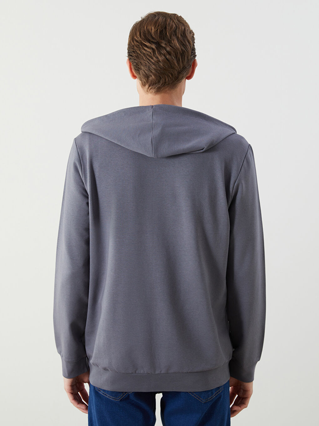 LCWAIKIKI Basic Hooded Long Sleeve Men's Zip-Up Sweatshirt -W52054Z8-YFG