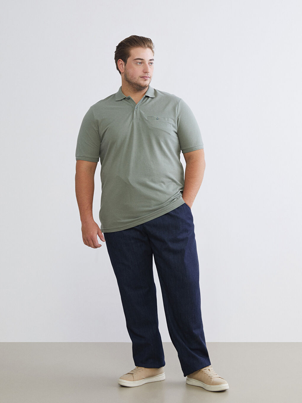 Yeşil Polo Yaka Pike Erkek Tişört-5