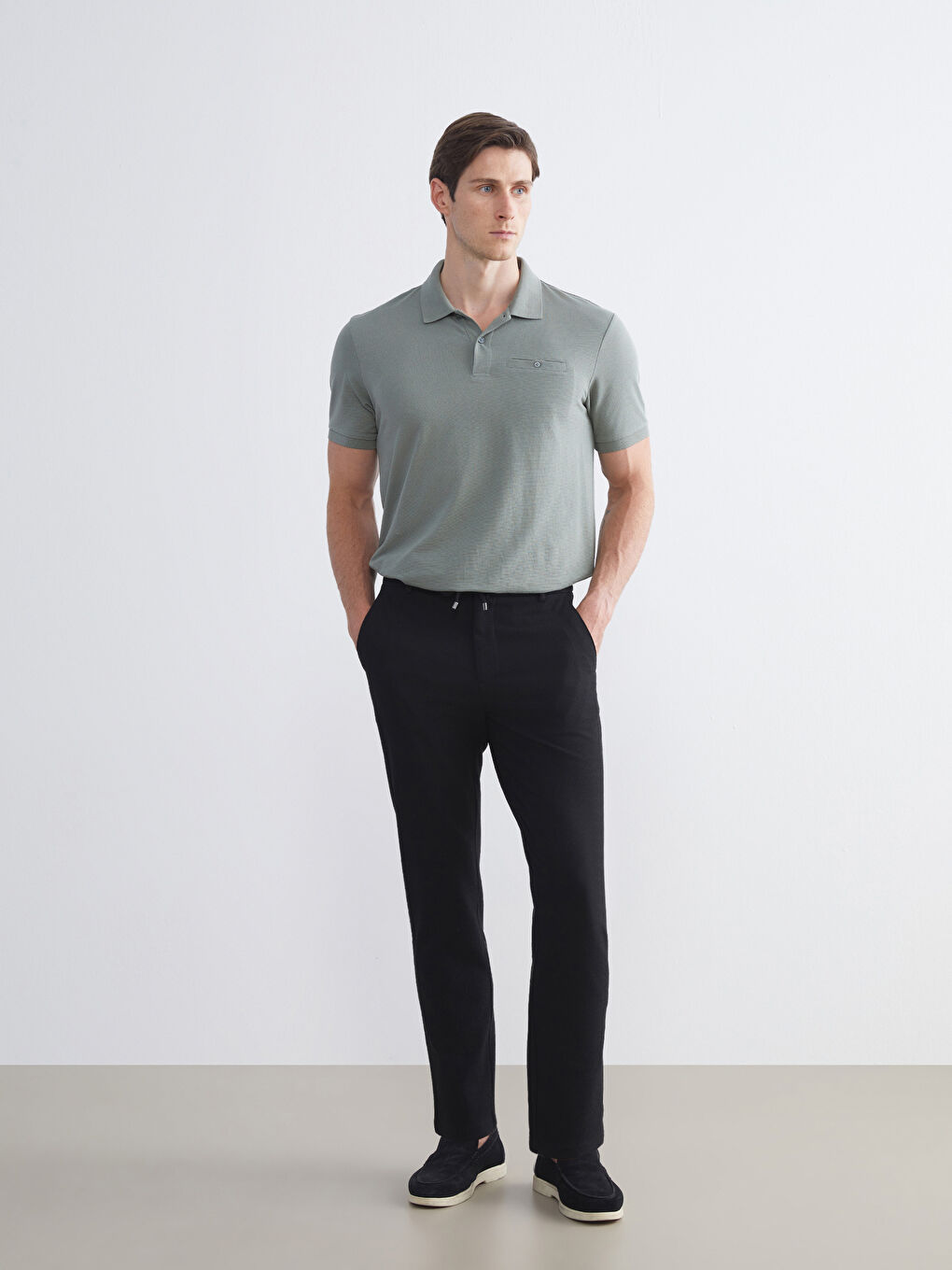 Yeşil Polo Yaka Pike Erkek Tişört-2