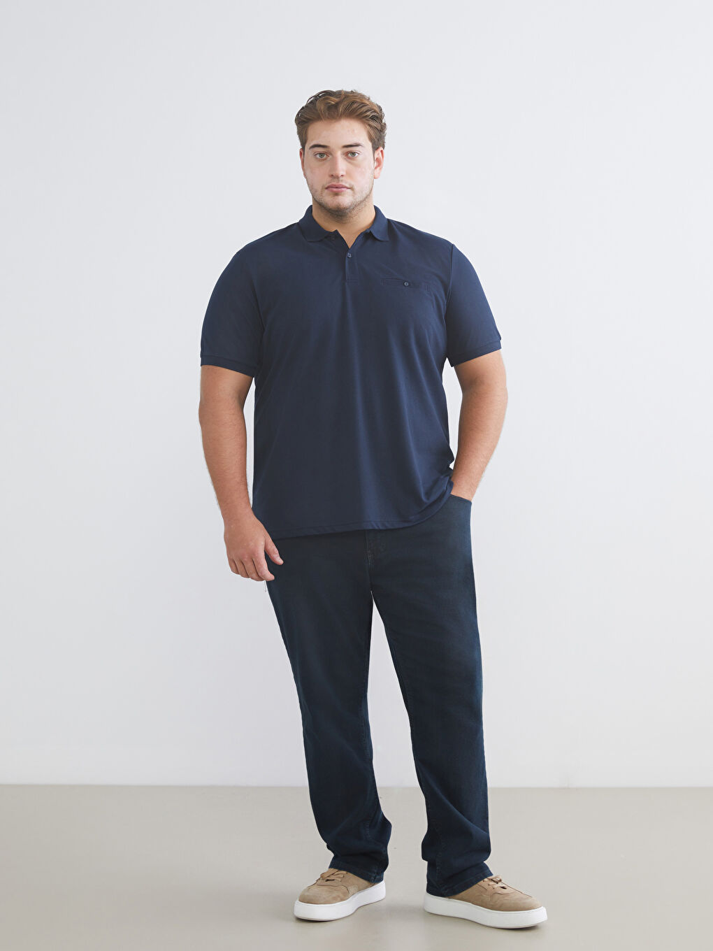 Lacivert Polo Yaka Pike Erkek Tişört-1
