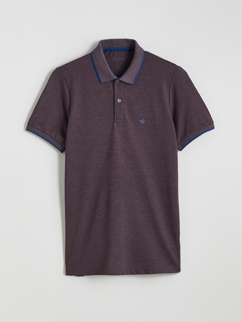 Mor Polo Yaka Düz Erkek Tişört-4