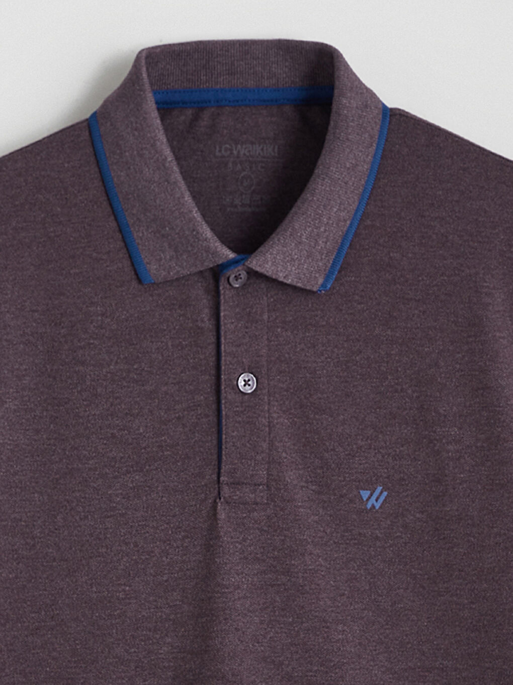 Mor Polo Yaka Düz Erkek Tişört-5