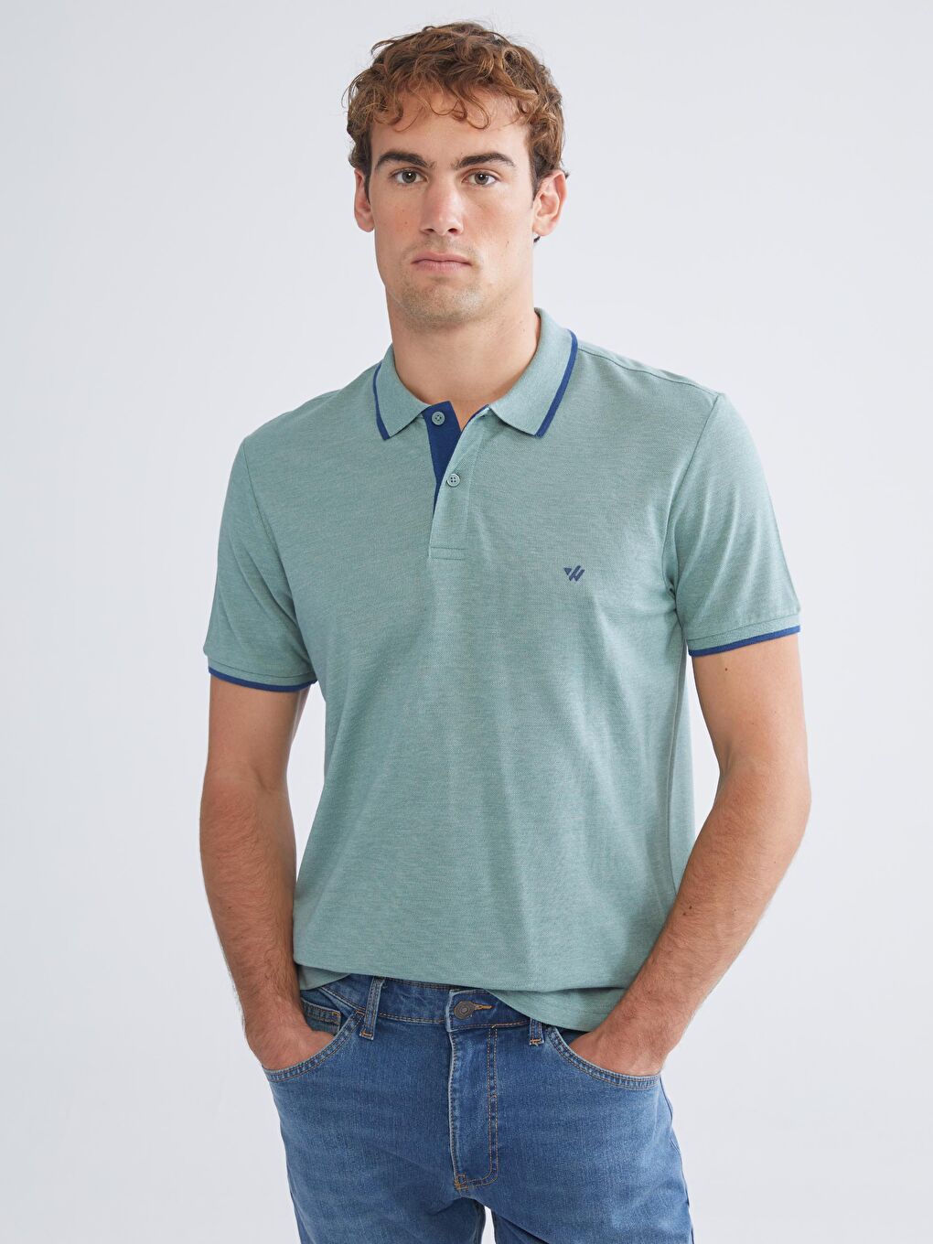 Polo Neck Plain Men's T-Shirt-1