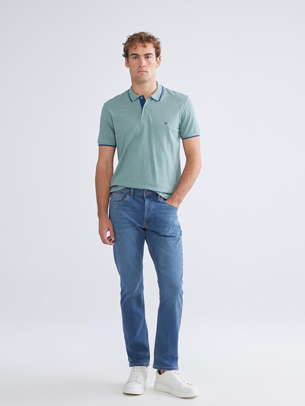 Polo Neck Plain Men's T-Shirt-2
