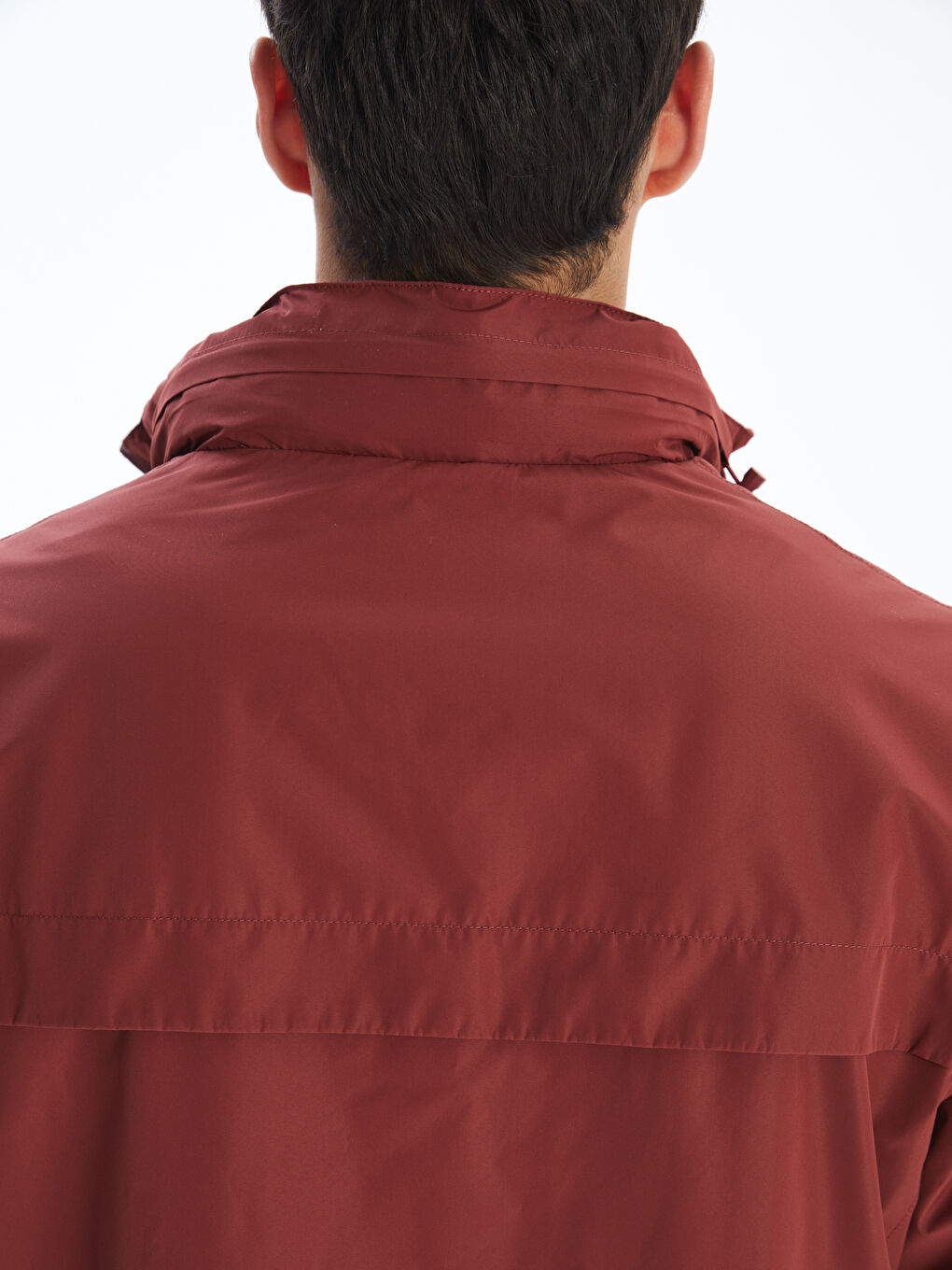 Kırmızı Standart Kalıp Kapüşonlu Erkek Yağmurluk-3