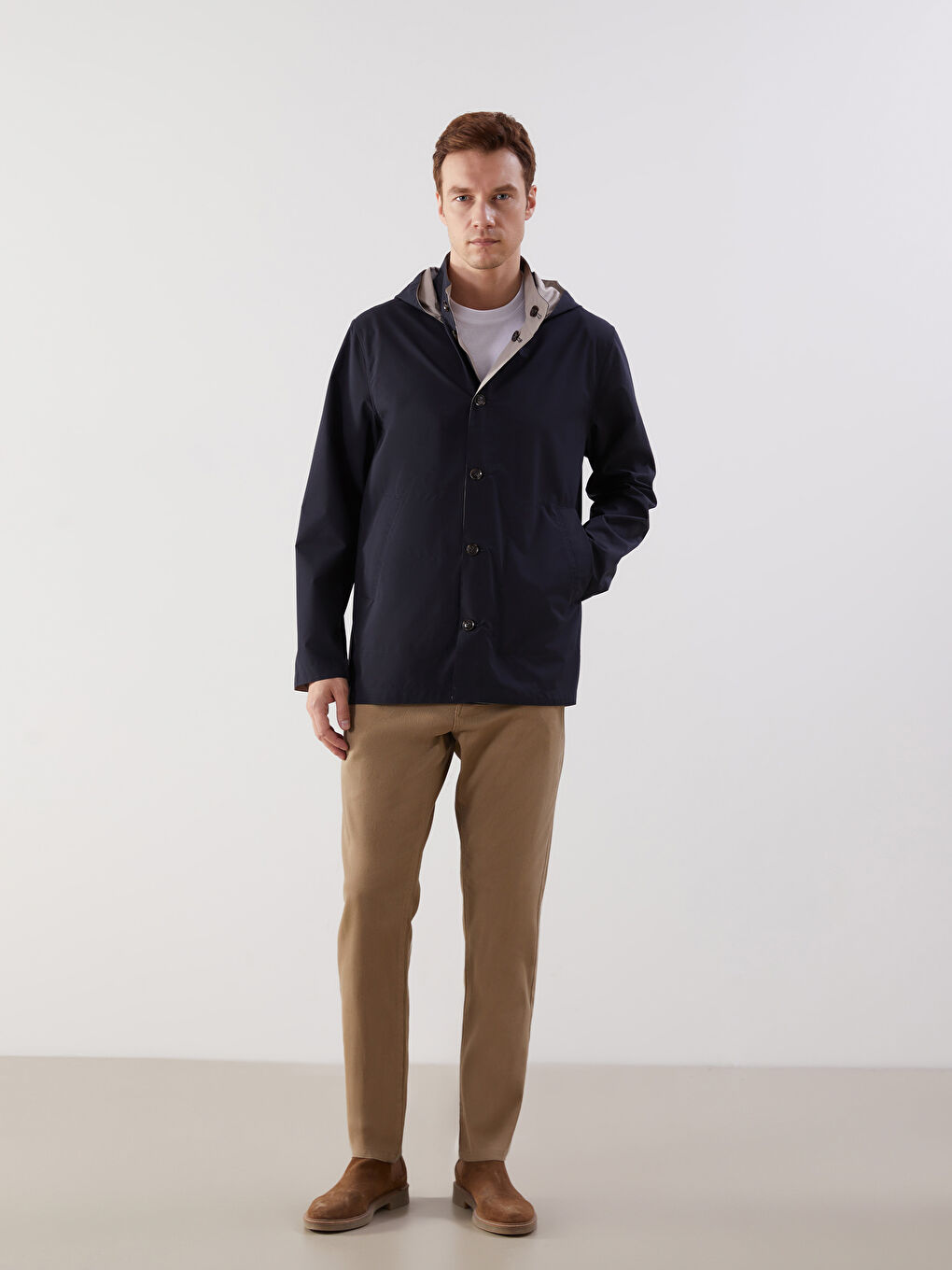 Regular Fit Hooded Men's Raincoat-2