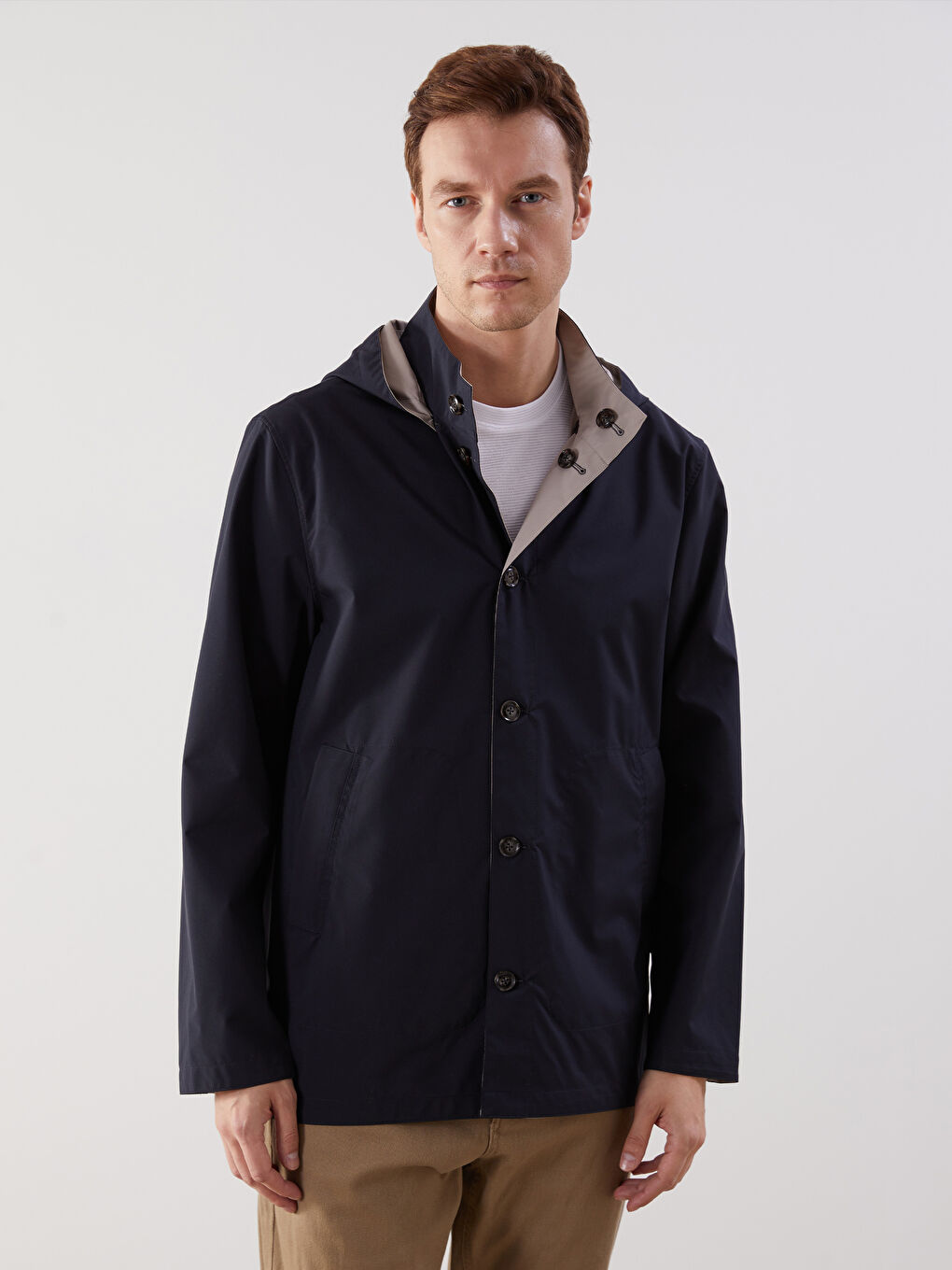 Regular Fit Hooded Men's Raincoat-3