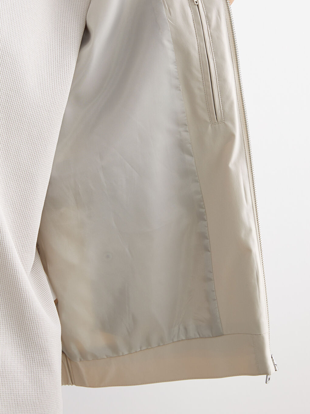 Bej Standart Kalıp Gömlek Yaka Erkek Mont-3