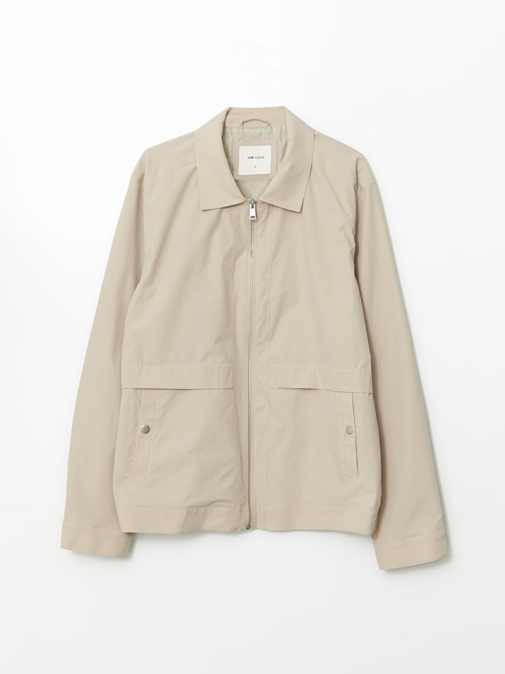 Bej Standart Kalıp Gömlek Yaka Erkek Mont-5