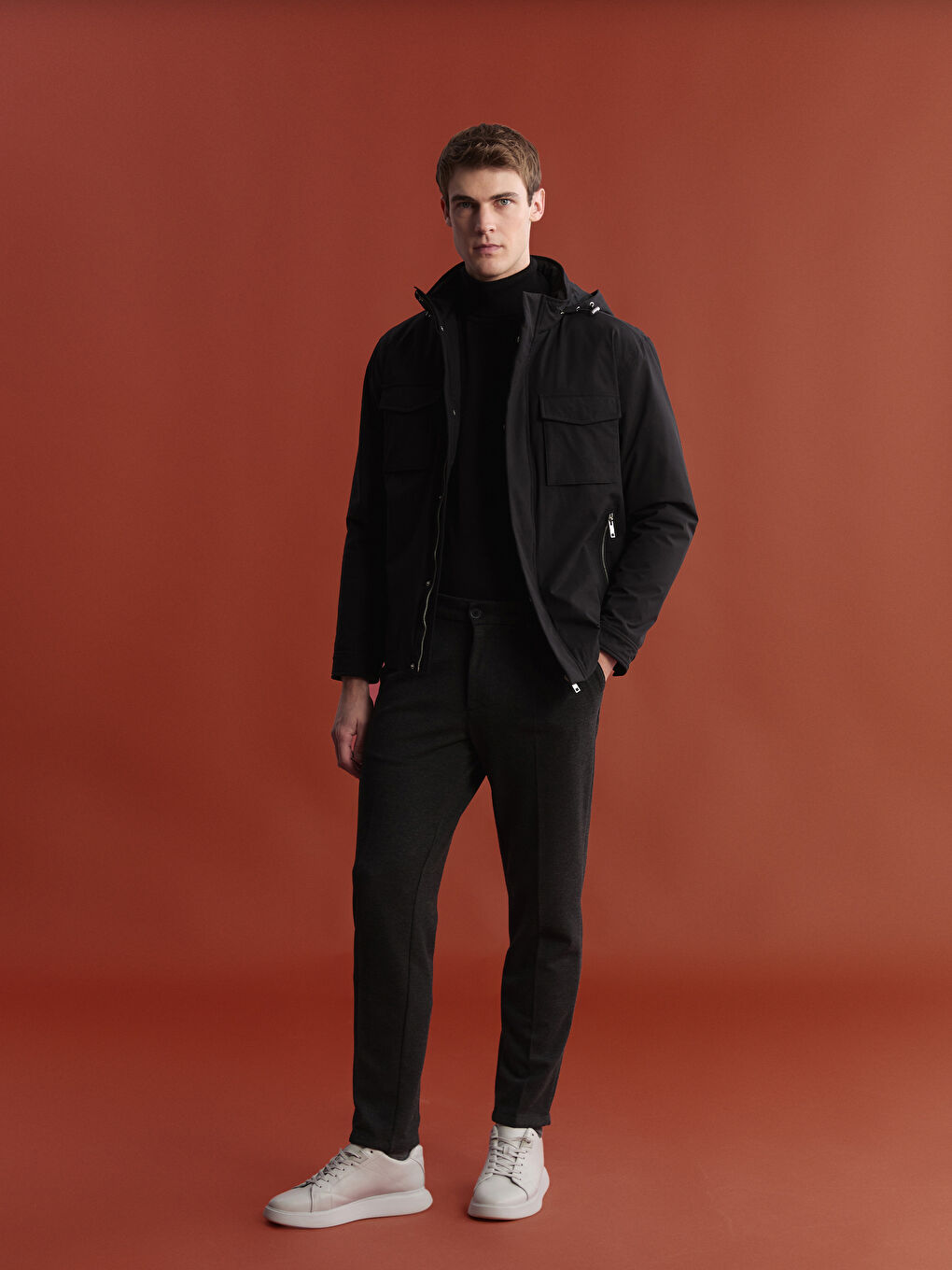 Standard Fit Hooded Men's Coat-1