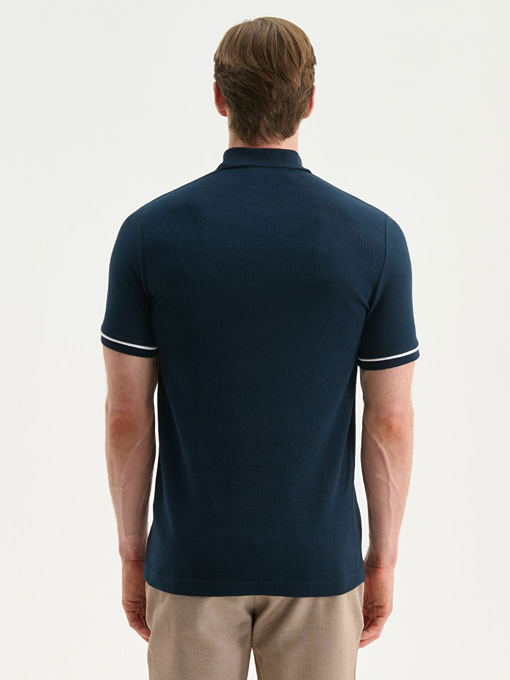 Lacivert Polo Yaka Pike Erkek Tişört-3