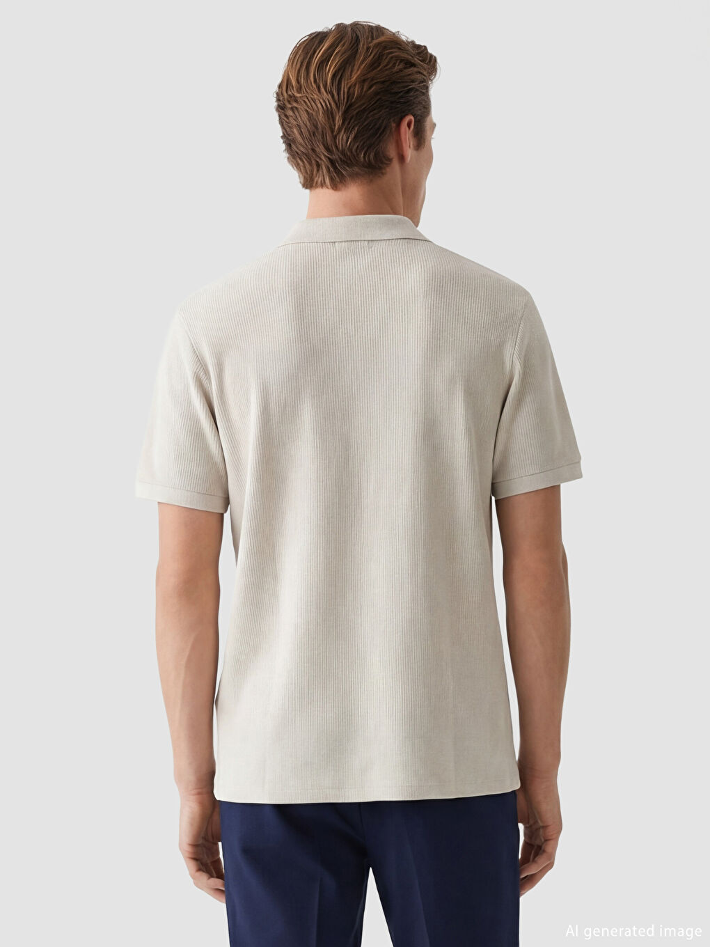 Bej Polo Yaka Erkek Tişört-3