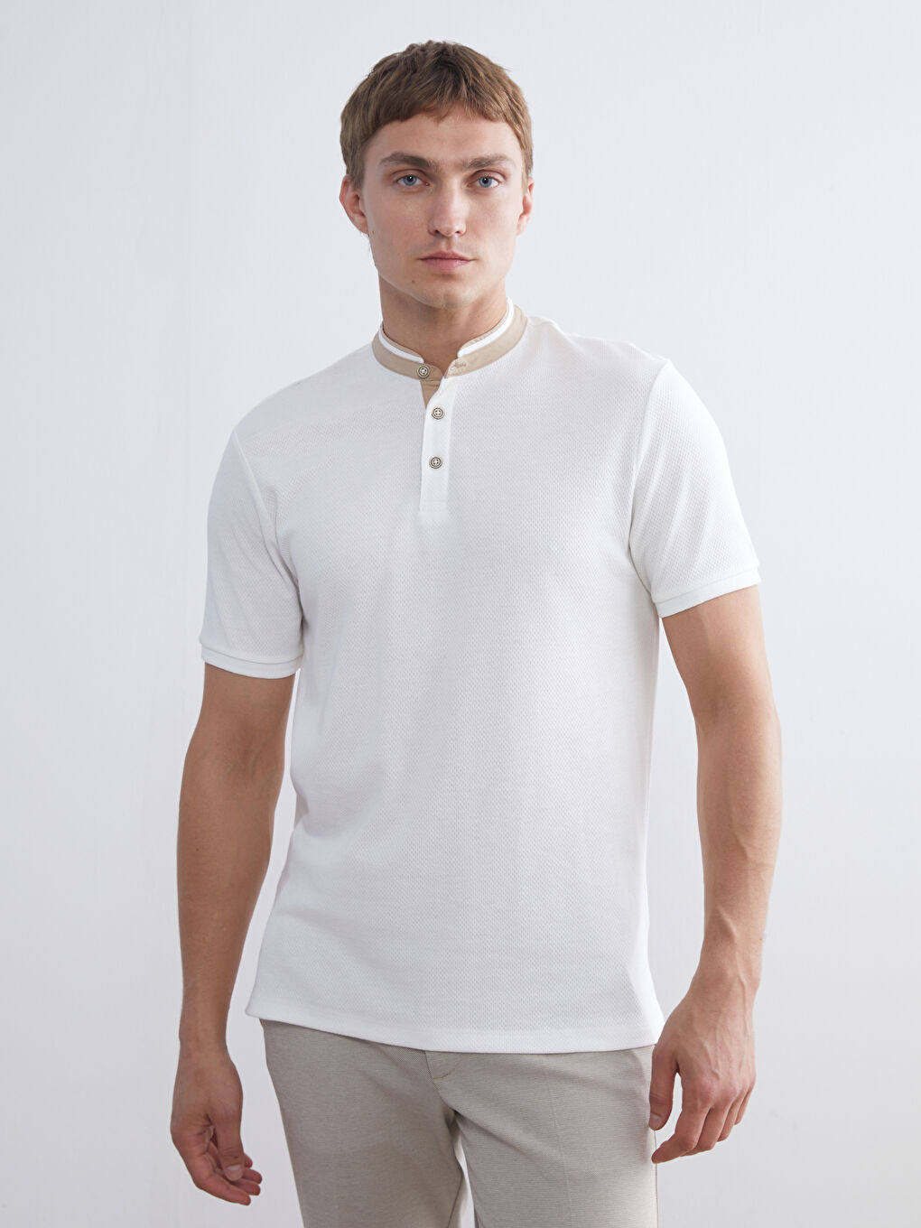 Grandad Collar Pique Men's T-Shirt-1