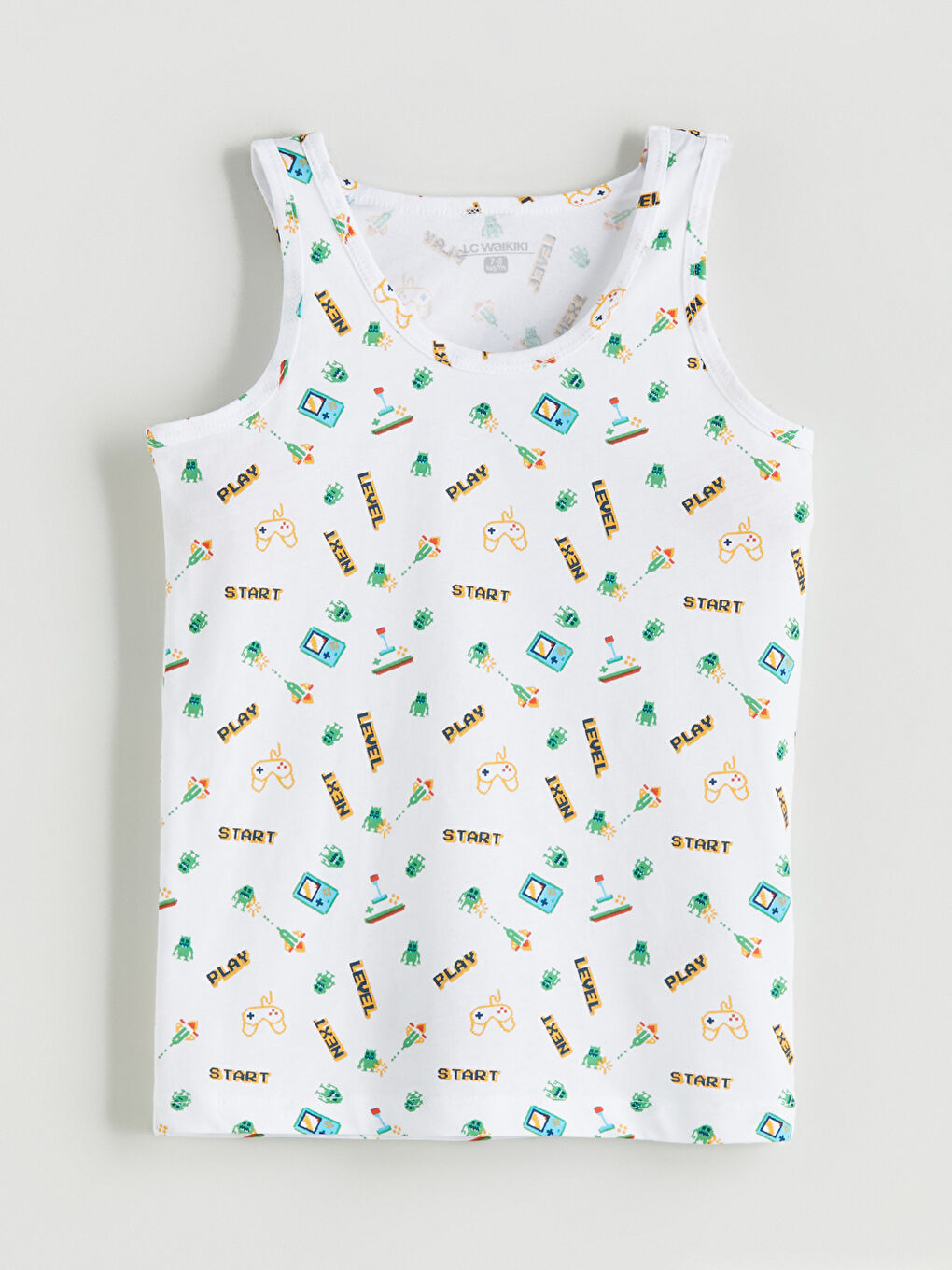 Beyaz Desenli Erkek Çocuk İç Giyim Atlet