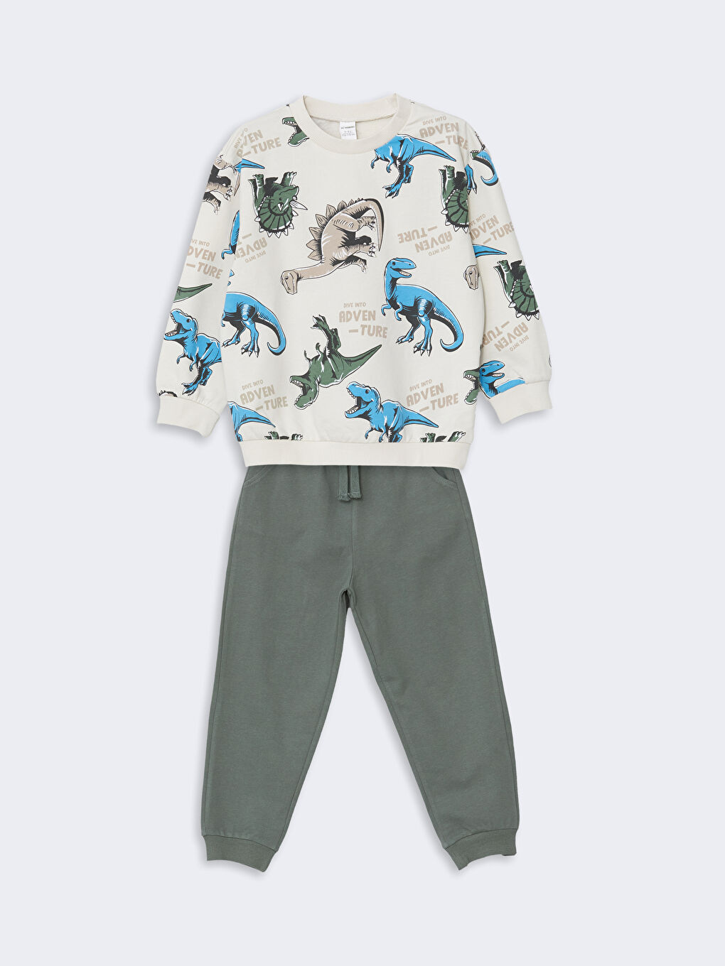 LCW baby Crew Neck Printed Baby Boys' Sweatshirt and Tracksuit Bottom 2 Pack -W52150Z1-LQA
