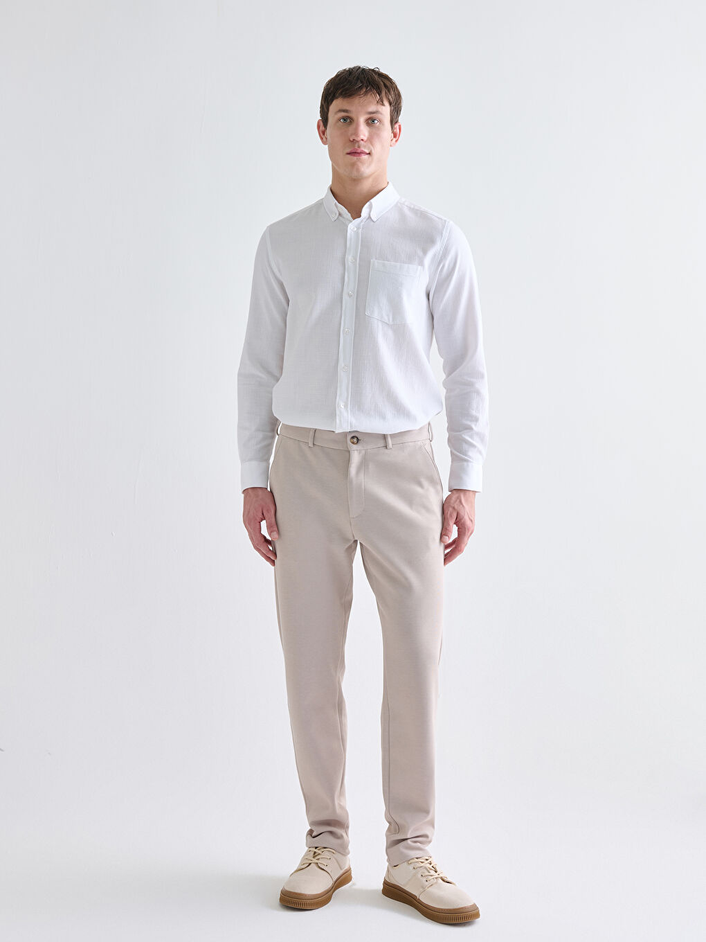 Bej Slim Fit Erkek Pantolon