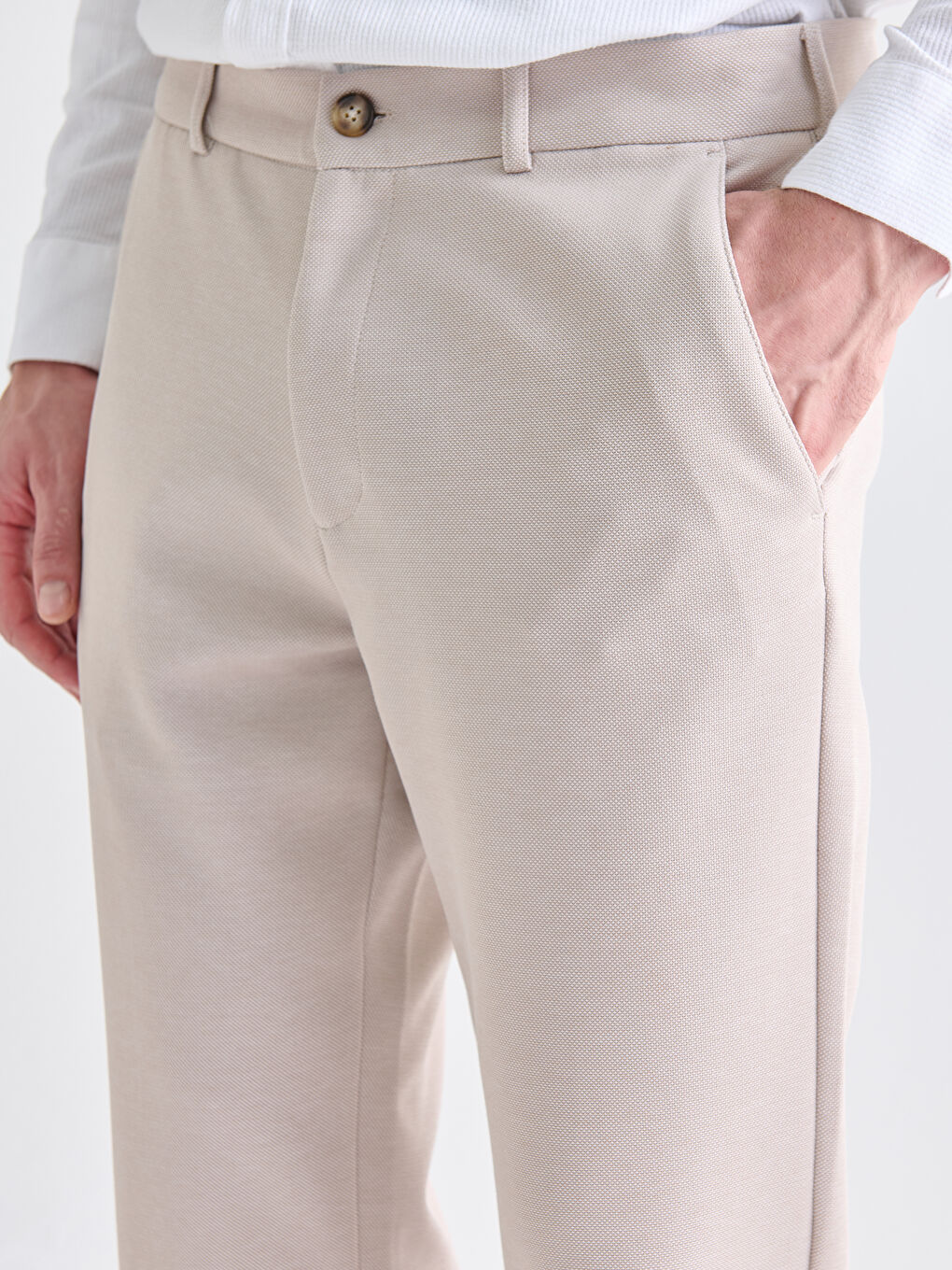 Bej Slim Fit Erkek Pantolon-5