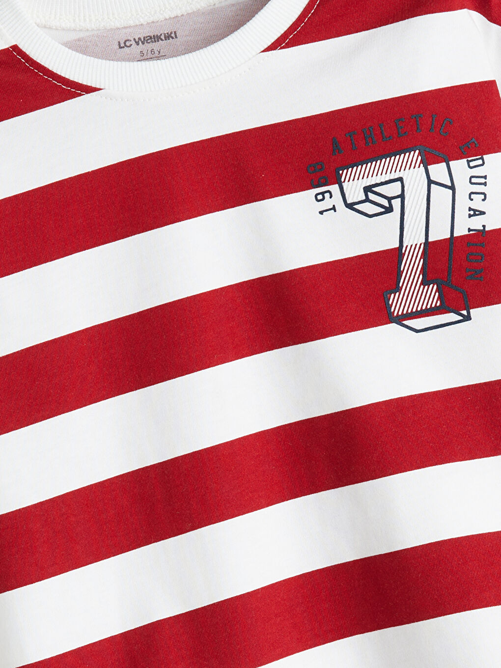 Ekru Bisiklet Yaka Çizgili Erkek Çocuk Tişört-1