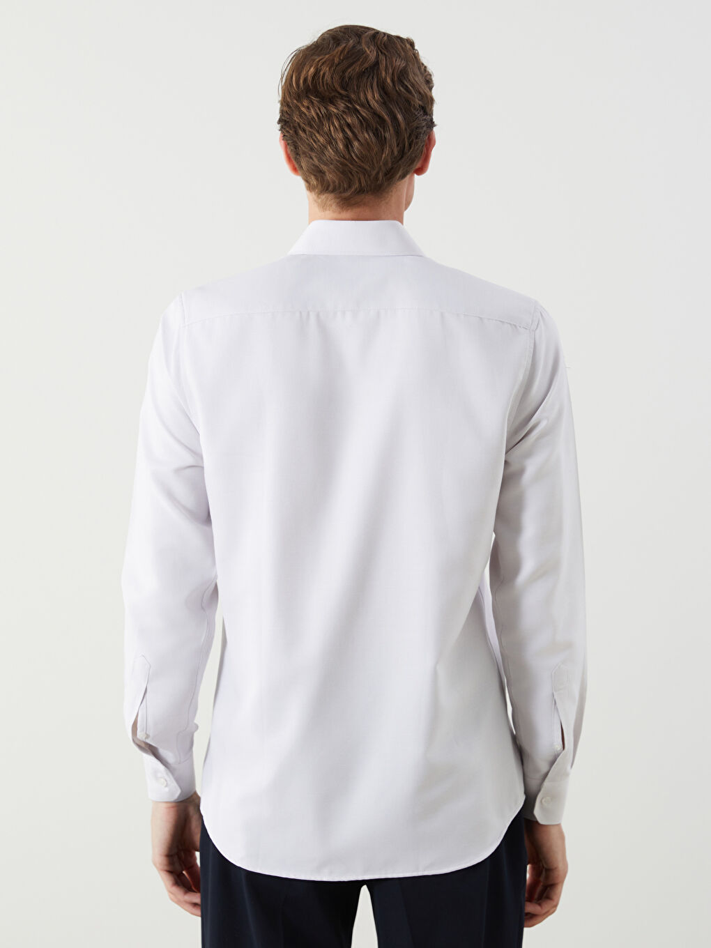 Bej Slim Fit Uzun Kollu Armürlü Erkek Gömlek-3