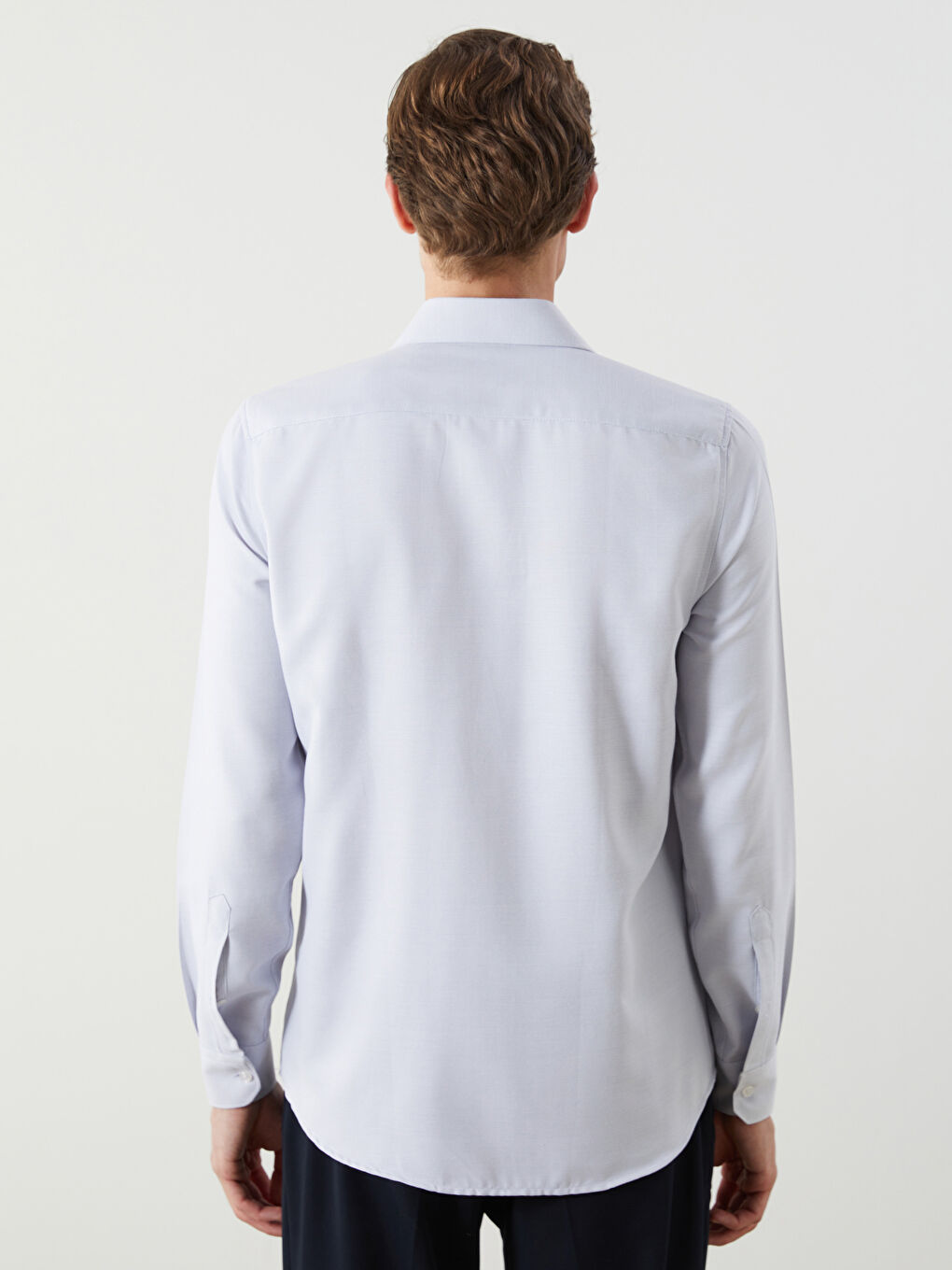 Gri Slim Fit Uzun Kollu Armürlü Erkek Gömlek-3