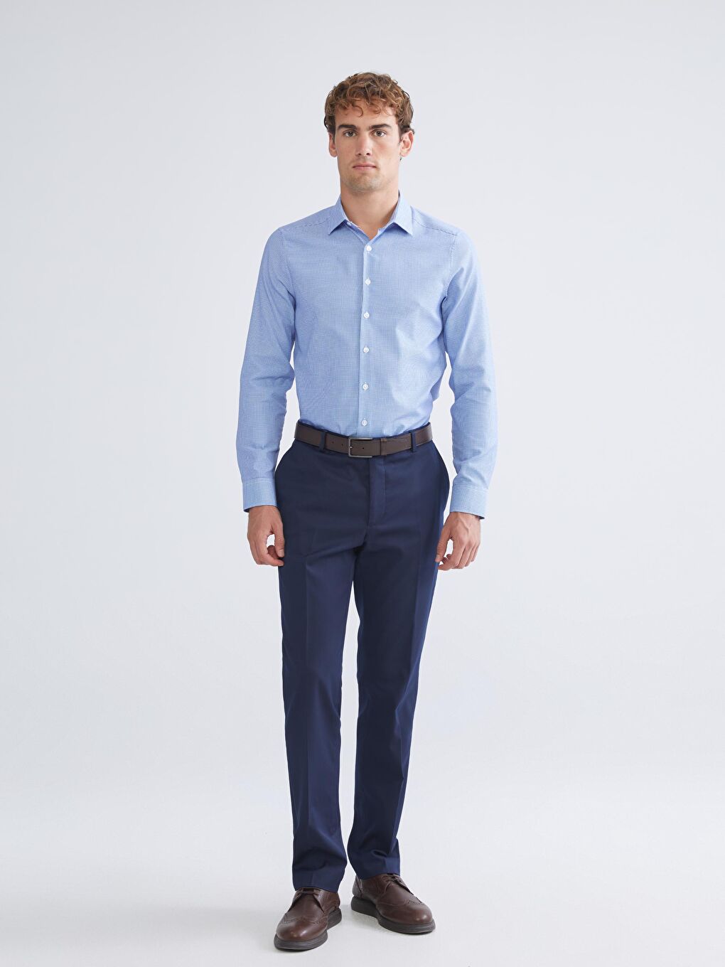 LCWAIKIKI Classic Slim Fit Long Sleeve Plaid Dobby Shirt -W52184Z8-CZA