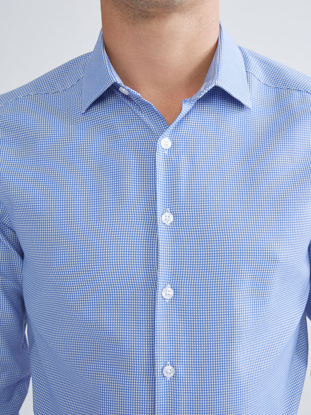 LCWAIKIKI Classic Slim Fit Long Sleeve Plaid Dobby Shirt -W52184Z8-CZA